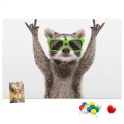 Printed Raccoon Wearing Glasses Cork Memo Board