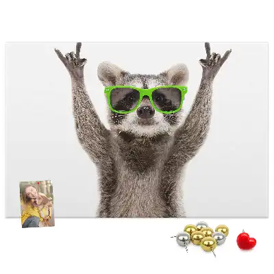 Printed Raccoon Wearing Glasses Cork Memo Board