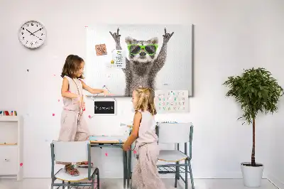 Printed Raccoon Wearing Glasses Cork Memo Board