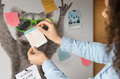Printed Cork Memo Board Raccoon wearing glasses
