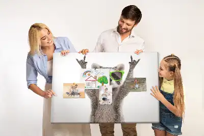 Printed Cork Memo Board Raccoon wearing glasses