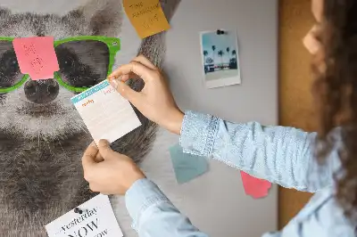 Printed Cork Memo Board Raccoon wearing glasses