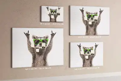 Printed Cork Memo Board Raccoon wearing glasses