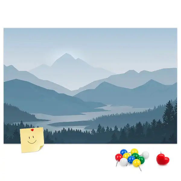 Mountain landscape printed cork board