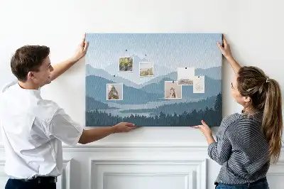 Mountain landscape printed cork board