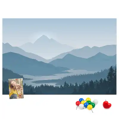 Mountain landscape printed cork board