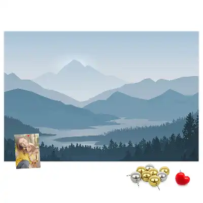 Mountain landscape printed cork board