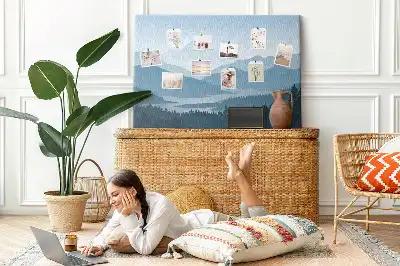 Mountain landscape printed cork board