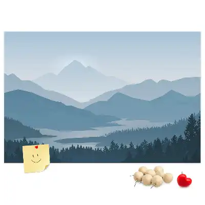 Mountain landscape printed cork board