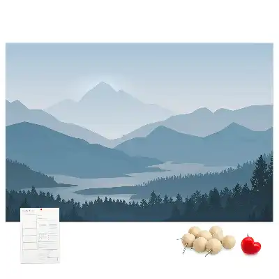 Mountain landscape printed cork board
