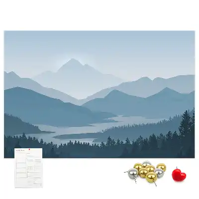 Mountain landscape printed cork board
