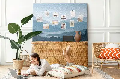 Mountain landscape printed cork board
