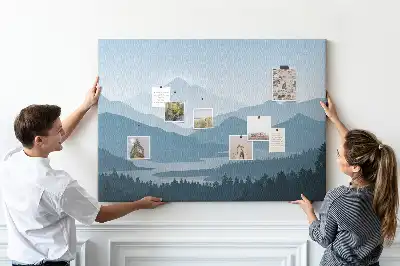 Mountain landscape printed cork board