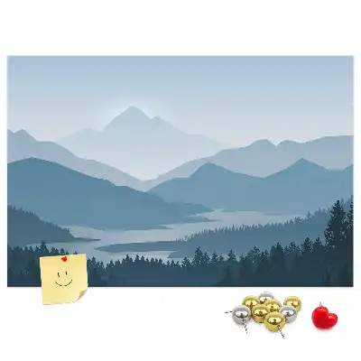 Mountain landscape printed cork board