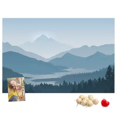 Mountain landscape printed cork board