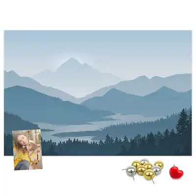 Mountain landscape printed cork board
