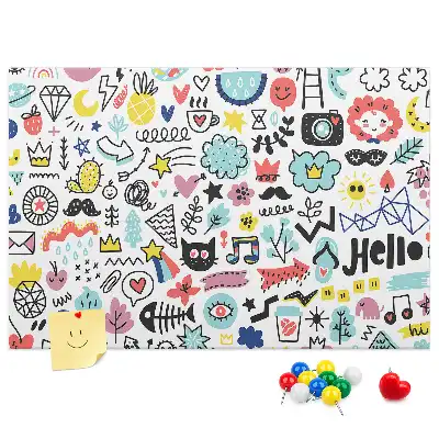 Printed Cork Memo Board with Picture Sketch Design