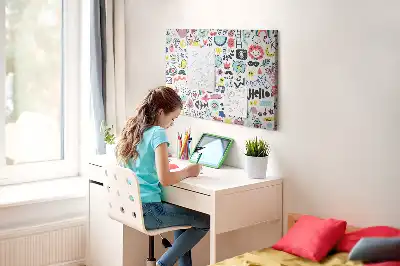 Printed Cork Memo Board with Picture Sketch Design
