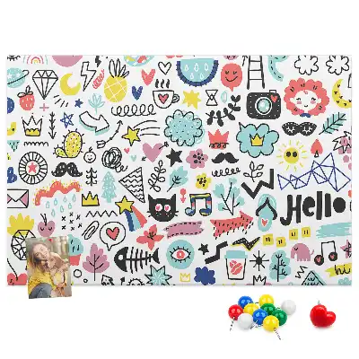 Printed Cork Memo Board with Picture Sketch Design