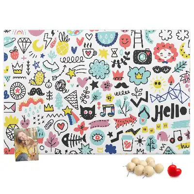 Printed Cork Memo Board with Picture Sketch Design