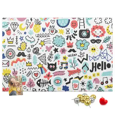 Printed Cork Memo Board with Picture Sketch Design