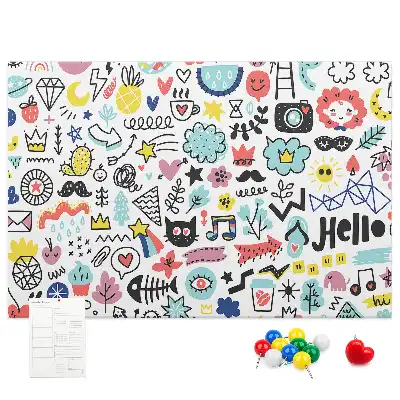 Printed Cork Memo Board with Picture Sketch Design