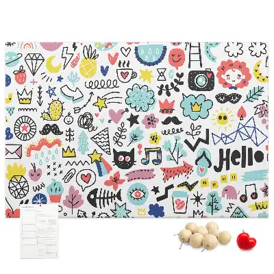 Printed Cork Memo Board with Picture Sketch Design