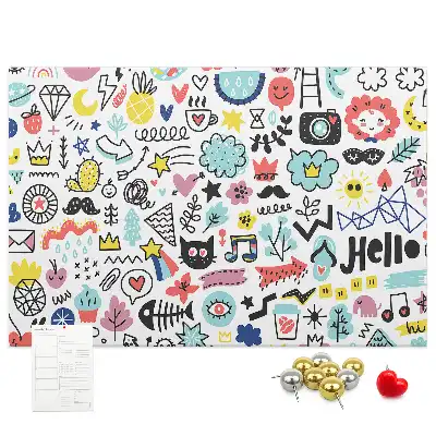 Printed Cork Memo Board with Picture Sketch Design