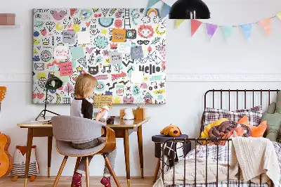 Printed Cork Memo Board with Picture Sketch Design