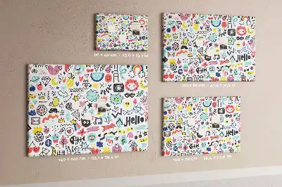 Printed Cork Memo Board with Picture Sketch Design