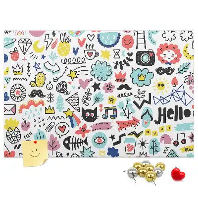 Printed Cork Memo Board with Picture Sketch Design