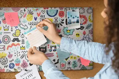Printed Cork Memo Board with Picture Sketch Design