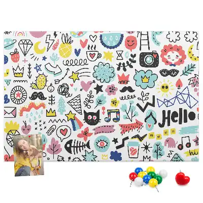 Printed Cork Memo Board with Picture Sketch Design