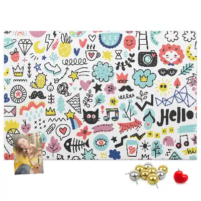 Printed Cork Memo Board with Picture Sketch Design