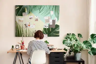 Monstera Leaves Printed Cork Board