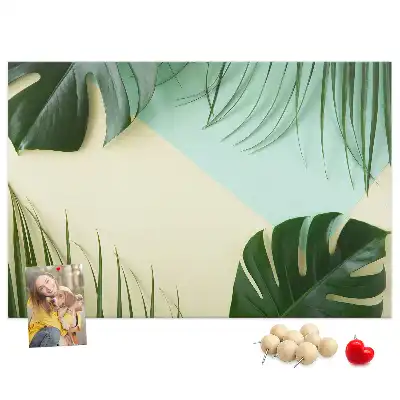 Monstera Leaves Printed Cork Board