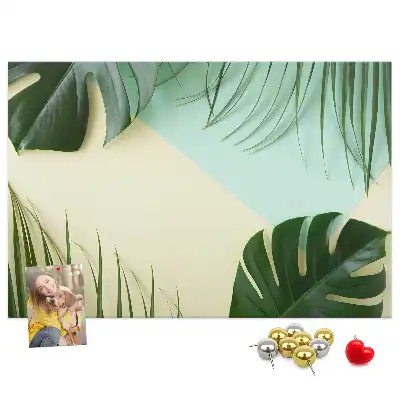 Monstera Leaves Printed Cork Board
