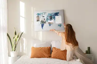 World Map Printed Cork Memo Board