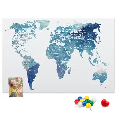 World Map Printed Cork Memo Board