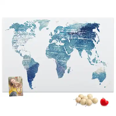 World Map Printed Cork Memo Board