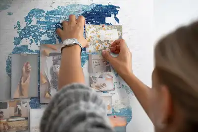 World Map Printed Cork Memo Board