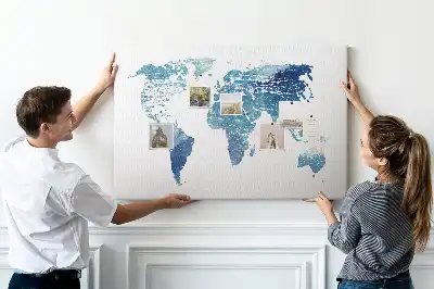Printed Cork Memo Board World map