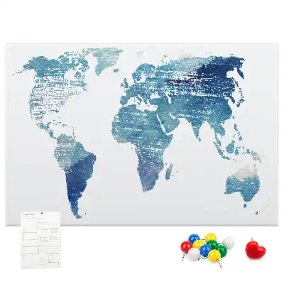 World Map Printed Cork Memo Board