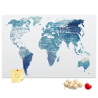 World Map Printed Cork Memo Board