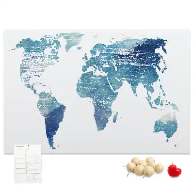 World Map Printed Cork Memo Board