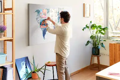 World Map Printed Cork Memo Board