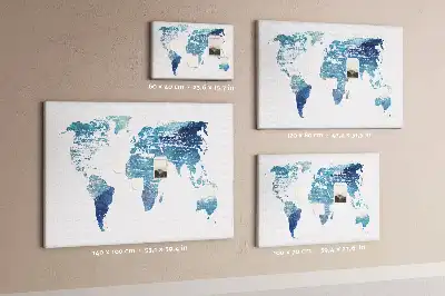 World Map Printed Cork Memo Board