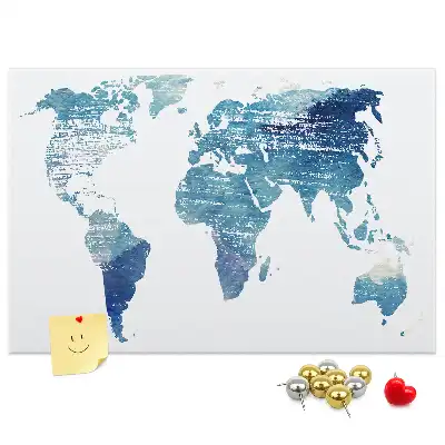 World Map Printed Cork Memo Board