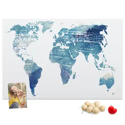 World Map Printed Cork Memo Board