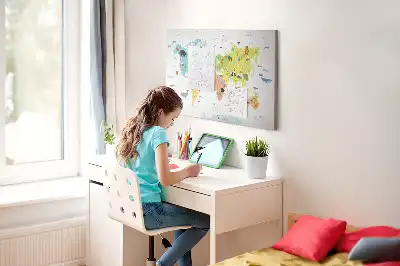Animal World Map Cork Memo Board